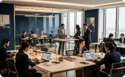 Busy office environment as the business begins to scale